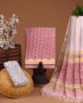 Premium Sanganeri Printed Cotton Suit With Kota Doria Dupatta